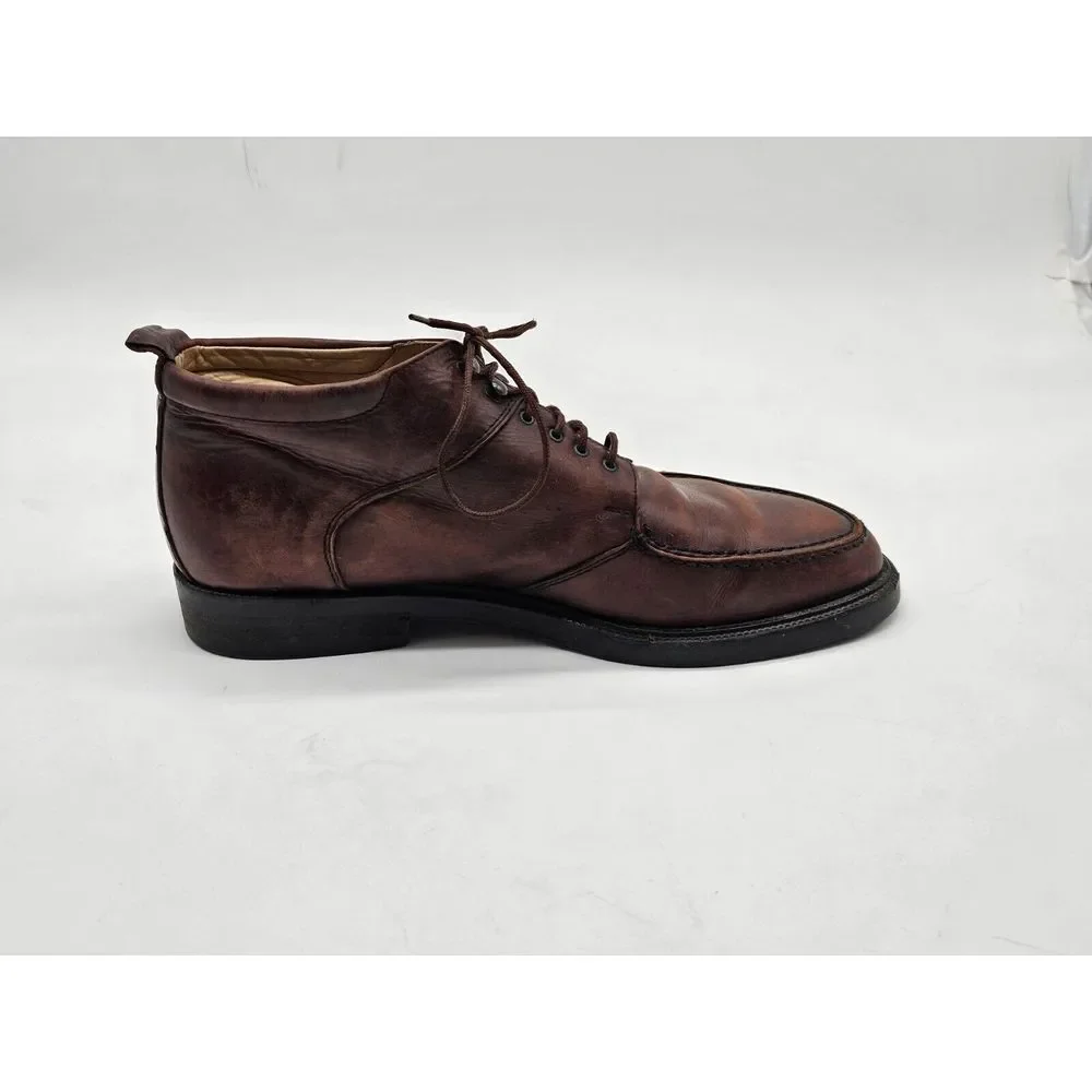 Vintage Kenneth Cole New York Made In Italy Brown Leather Ankle Boots 10 Lace Up